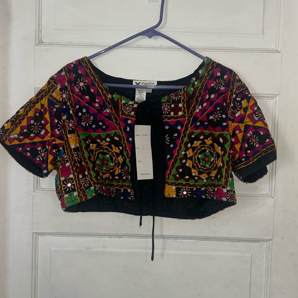 Papillon of Los Angeles cropped jacket Beaded, Small Mirrors & Embroidered NWT